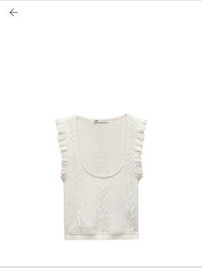 Zara Cream Ruffled Cable-Knit Sleeveless Tank